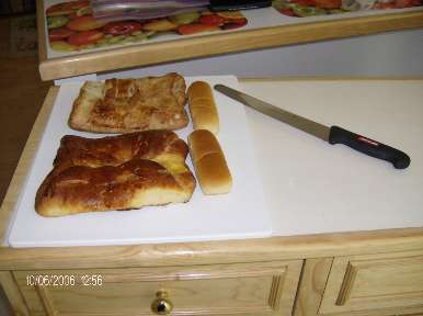 Stale bread ready to be cut